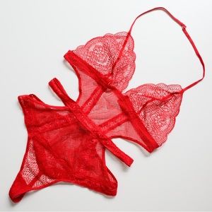 Victoria Secret One-Piece Red Lace Lingerie